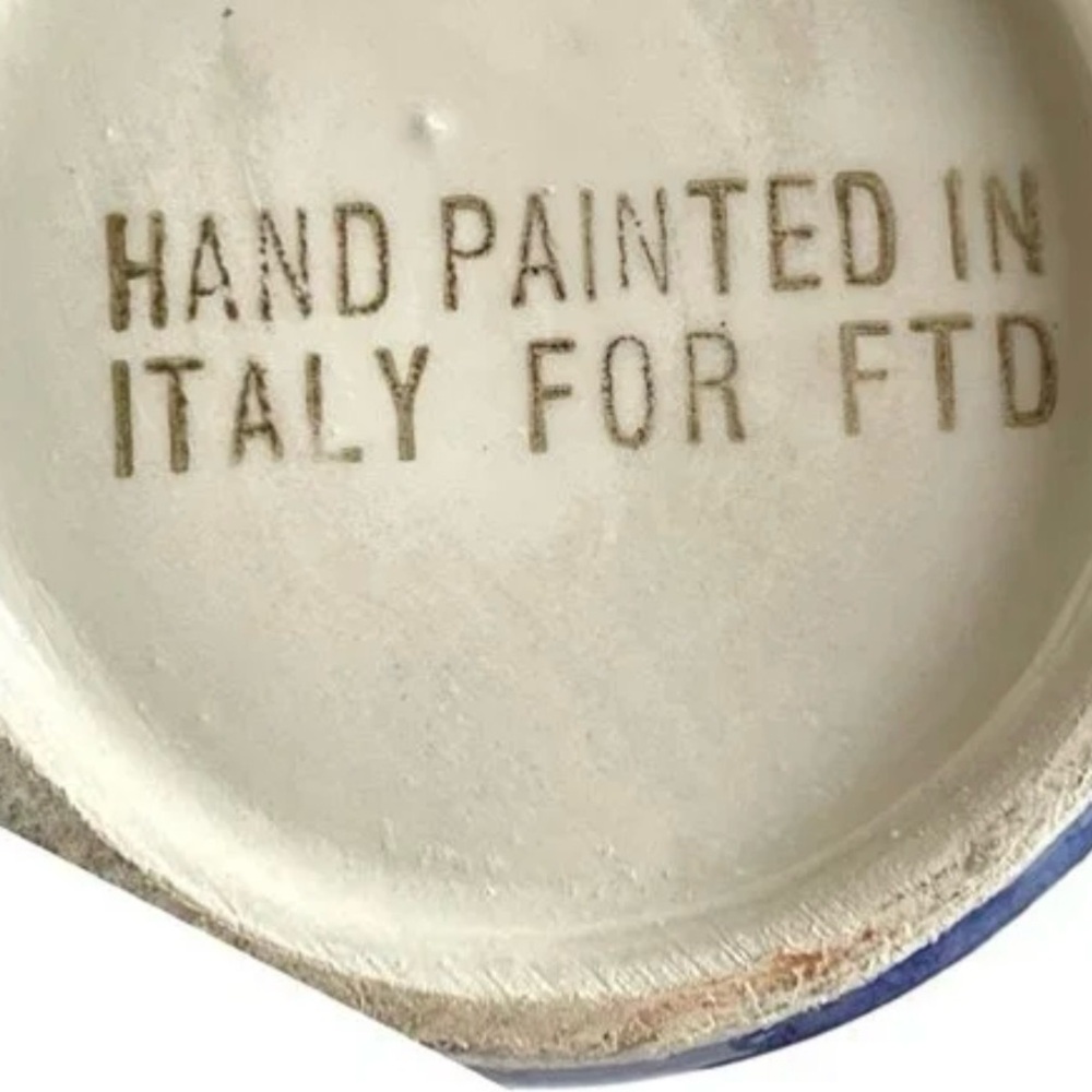 Vtg FTD Ceramic VASE Handpainted
Flowers Italy both side Handle brilliant color - Picture 6 of 14